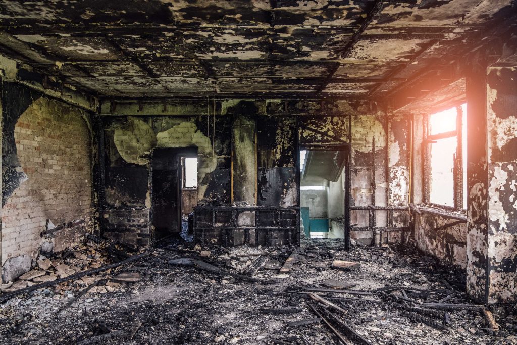 A room is completely destroyed by a fire in a Tacoma home.